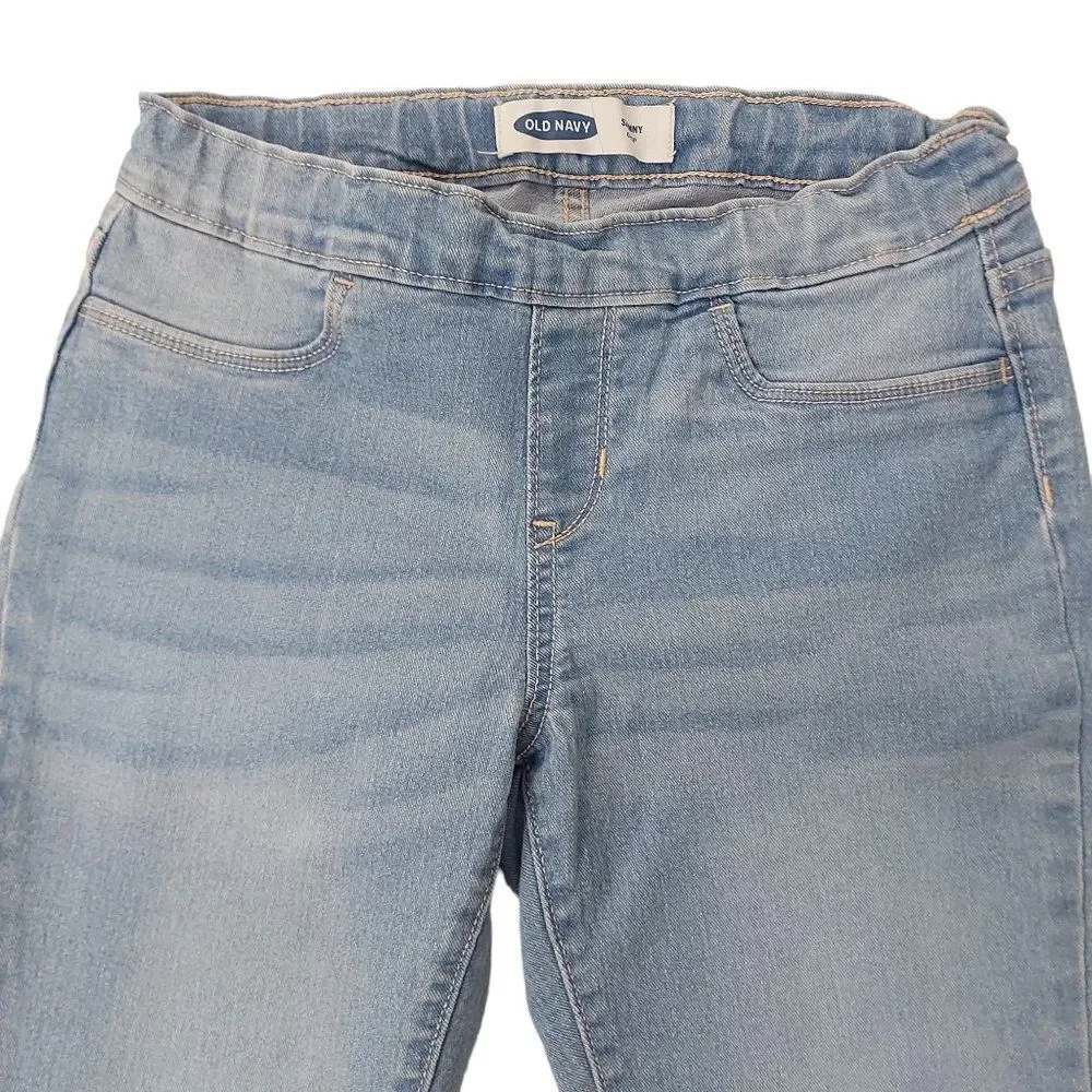 Old Navy Jeggings Girls Large 10-12 Blue Skinny Crop Stretch Raw Hem